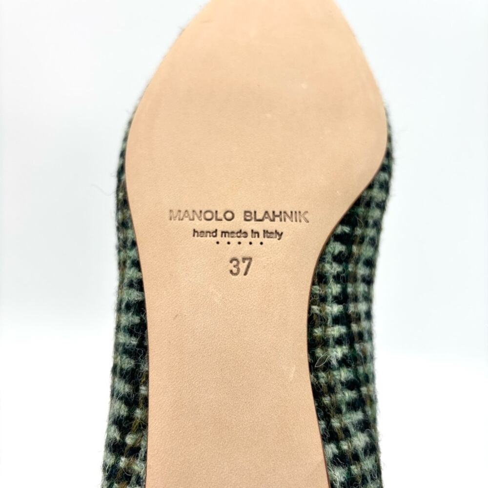 NIB Manolo Blahnik Hangisi Flat Wool Crystal Embellished Pointed Toe Shoes 37 - Picture 11 of 12